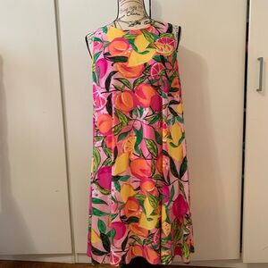 Pappagallo Pink and Yellow Sundress Midi Sleeveless